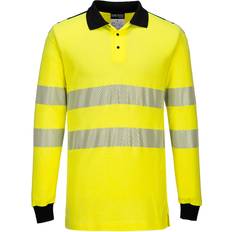 Men - Yellow Polo Shirts Portwest WX3 Flame Resistant Hi-Vis Polo Shirt FR702 Yellow/Navy Col