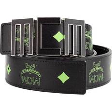 MCM Claus Mens Summer Green Smooth Visetos Logo Leather Numeric Buckle Belt