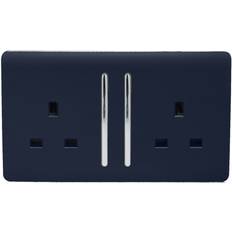 Blue Wall Outlets Trendi Switch 2 Gang 13Amp Long Socket in Navy Blue