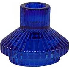 Talking Tables Blue Glass Candlestick Holder Ribbed