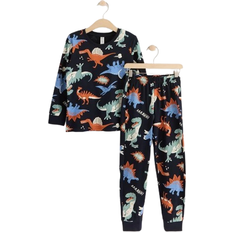 Lindex Kid's Dinosaur Print Pyjamas Set - Dark Navy