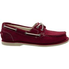 Laced - Women Boat Shoes Timberland Classic Eye Boat Red Textile Lace Up Womens Shoes A14LV