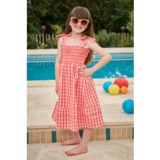 Kids Orange with Pale Pink Gingham Sundress