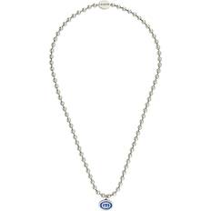 Men Necklaces Gucci Interlocking-G Enamel Silver Necklace, 55cm