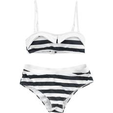 3XL Bikini Sets Pussy Deluxe Big Party Stripes Bikini Bikini Set black white