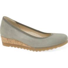 Green Heels & Pumps Gabor 'Epworth' Low Wedge Heeled Shoes Light Khaki