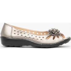 Boulevard L515 Punched Open Toe Flower Casual PEWTER Pewter