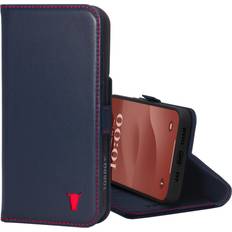 Torro iPhone 15 Pro Leather Wallet Case with Stand Function Navy Blue