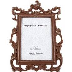 Happy Homewares Rustic Bronze Scrollwork Floral Picture with Photo Frame