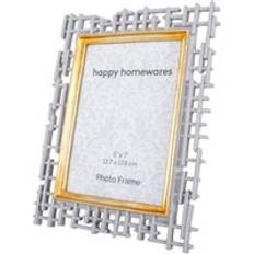 Happy Homewares Traditional Designer Hand Painted Gold Resin Photo Frame