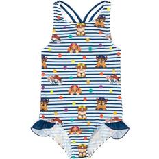 Paw Patrol Girls Striped One Piece Swimsuit Blue/Grey/Multicolour