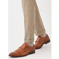 40 Monks Burton Tan Leather Smart Brogue Monk Shoes