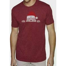 LA Pop Art Men's Christmas Peeking Dog Premium Blend Word T-shirt Burgundy Burgundy