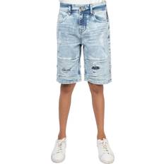 XRay X RAY Kids Moto Biker Jean Shorts Slim Fit Boys Denim Shorts Stretch Washed Distressed, Light Blue Distressed Rips