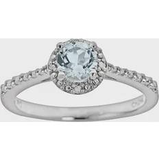 Celebration Gems Sterling Silver Aquamarine and Diamond Accent Frame Ring, Women's, 10, Blue