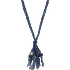 Blue Bracelets Blue Sodalite Marcus Silver Stone and Braided Cotton Voile SKINNY Necklace x Wrap Bracelet
