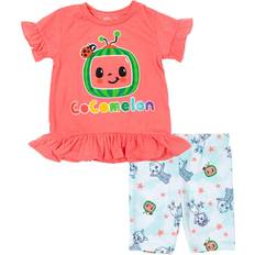 CoComelon CoComelon Yoyo Tomtom JJ Infant Baby Girls T-Shirt and Bike Shorts Outfit Set Pink Months