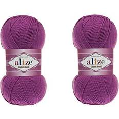 Alize Alize Cotton Gold Yarn 55% Cotton 45% Acrylic Yarn Crochet Hand Knitting Art Lot of 2 Skeins 200gr 722yds 122-PLUM