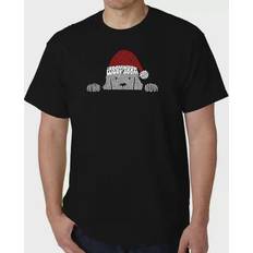 LA Pop Art Christmas Peeking Dog Men's Word T-Shirt, Small, Grey