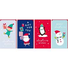 The Home Fusion Company Set of 4 Xmas Christmas Money Wallets Gift Voucher Card & Envelope/Cute Novelty Charactors