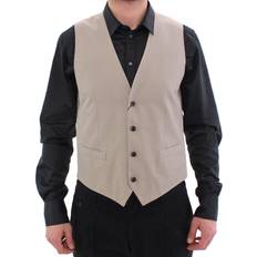Silk Vests Dolce & Gabbana Beige Silk Blend Dress Formal Vest Gilet IT46