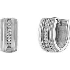 Men - Silver Earrings Esquire Huggie Earrings - Silver/Diamonds