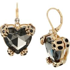 Betsey Johnson Leopard Heart Drop Earrings, BLACK DIAMOND, 360565GLD010