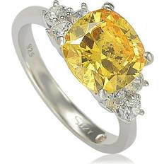 Suzy Levian Sterling Silver Yellow Cubic Zirconia Engagement Ring