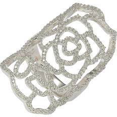 Suzy Levian SL Collection Sterling Silver White Cubic Zirconia Knuckle Flower Ring