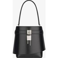 Grey Bucket Bags Givenchy Shark Lock Bucket Bag in Leather BLACK