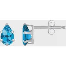 Celebration Gems 10k Gold Pear Shape Swiss Blue Topaz Stud Earrings, Women's