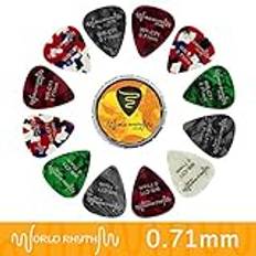 World Rhythm WR-C71 Celluloid Picks Plus Storage Tin, 0.71mm, 12 Pack