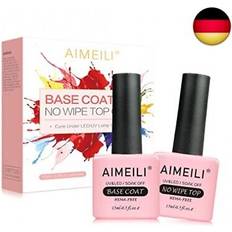 AIMEILI Base Top Coat Gel Nail Polish Soak Off UV LED Gel Polish No Wipe Top Coat Base Coat