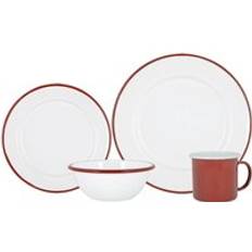 Red Dinner Sets Argon Tableware White Enamel Dinner Set 16pcs