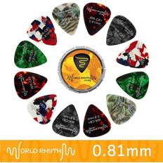 World Rhythm WR-C81 Celluloid Picks Plus Storage Tin, 0.81mm, 12 Pack