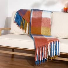 Wool Textiles Furn Alba Mohair Check Blankets Multicolour