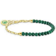 Green - Women Bracelets Thomas Sabo Gold Plated Charmista Chain Imitation Malachite Charm Bracelet