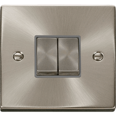 Click Scolmore Click Scolmore Deco Ingot 2 Gang 10AX 2 Way Plate Switch With Grey Insert VPSC412GY