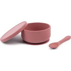 Tiny Dining Baby Silicone Suction Bowl Spoon Set Dusty Rose