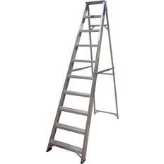 Lyte Ladders Industrial Swingback Aluminium Step Ladder 10 Tread, Closed Length 2.34m Rubber