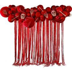 Red Streamers Ginger Ray Halloween Red Balloon Arch Girlande mit Luftschlangen, Kartenknochen und Totenköpfen, 60 Luftballons