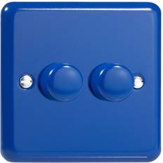 Blue Wall Dimmers Varilight JYP252.RB Lily Primary Reflex Blue 2 Gang 2-Way Push-On/Off LED Dimmer 0-120W V-Pro