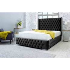 Eleganza Home Benito Plush Bed Frame With Winged Headboard