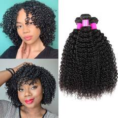 Ur Beautiful 8A Kinky Hair Kinkys Curly Human Hair Bundles 8 8 10 Inch Natural Black 3-pack