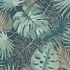 Debona Laguna Tropical Wallpaper Green Gold Glitter Palm Leaf Jungle