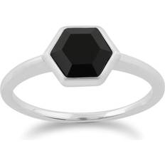 Black Rings Gemondo Geometric Hexagon Black Onyx Silver Ring