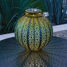 Festive Lights and Gold Moroccan LED Lantern 25cm Solar Power Garden