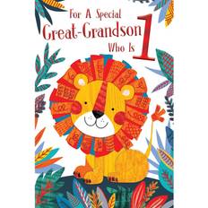 Kingfisher Great Grandson 1st Age 1 Today Cute Lion Happy Birthday Card Lovely Verse