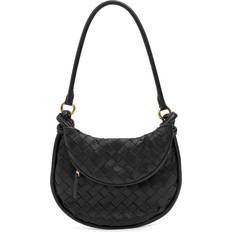 Bottega Veneta Small Gemelli Leather Shoulder Bag Black 01