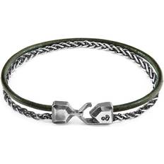 Green Bracelets Racing Green Staysail Mast Silver and Round Leather Bracelet